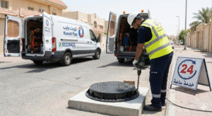 فني تركيب غطاء منهول السره